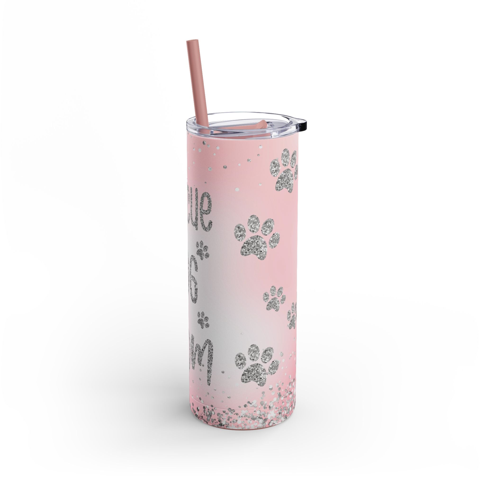 Pink Rescue Dog Mom Skinny Tumbler, 20oz