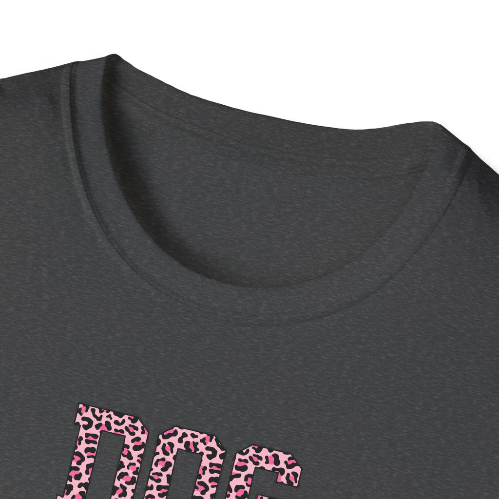 Pink Leopard Print Dog Mom Softstyle T-Shirt - Mixed Colors -