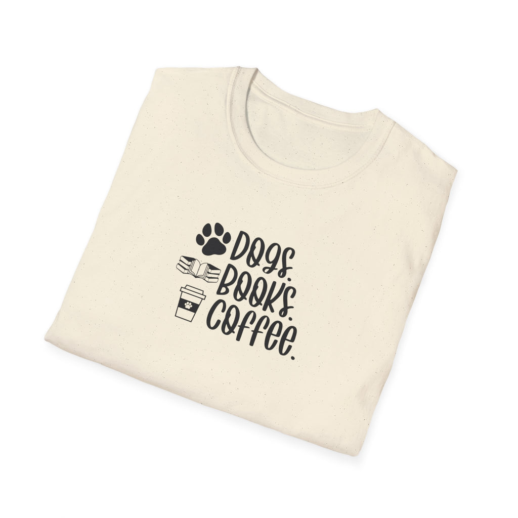 Dogs Books Coffee Softstyle T-Shirt - Mixed Colors -
