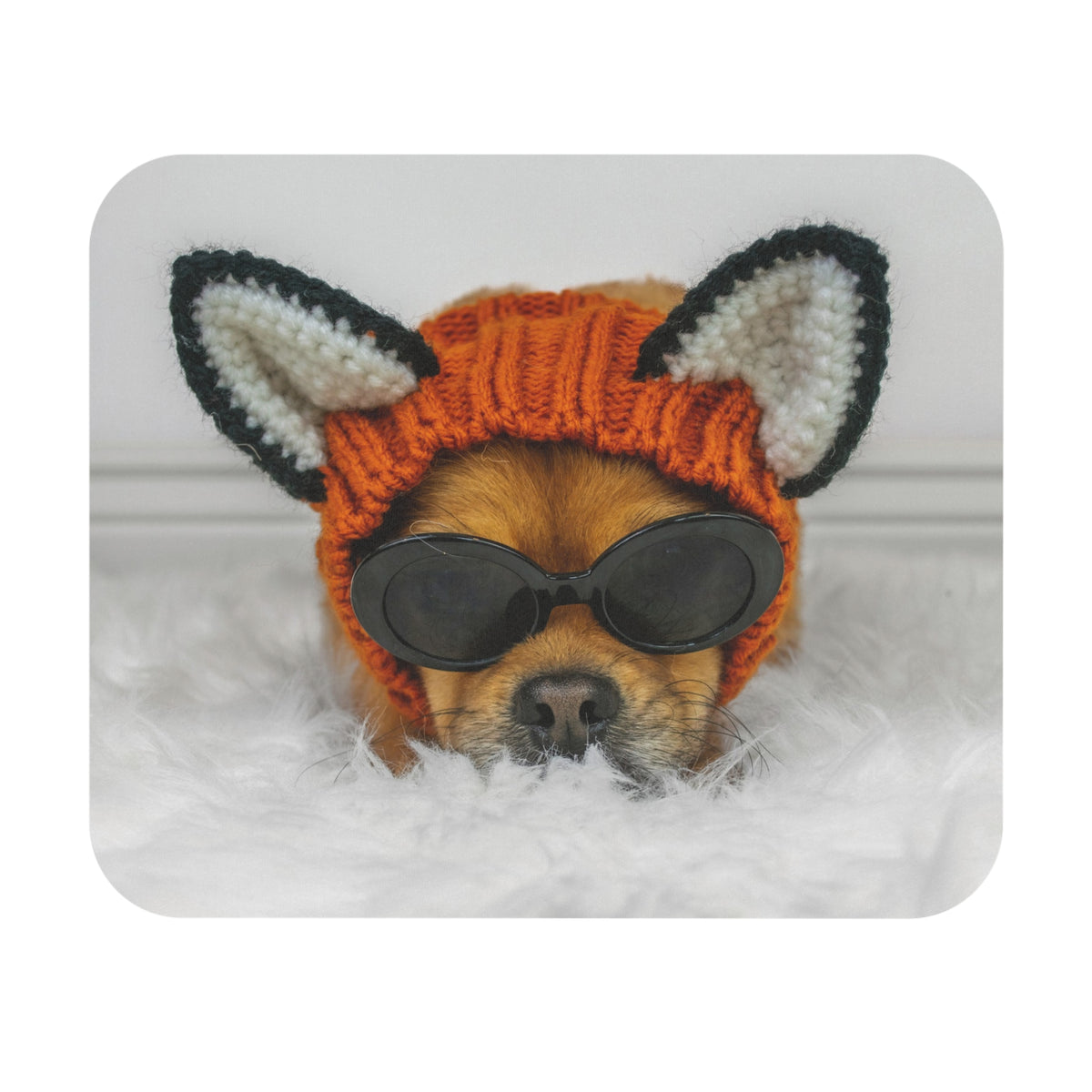 Dog With Bunny Ears & Sunglasses Mouse Pad (Rectangle)