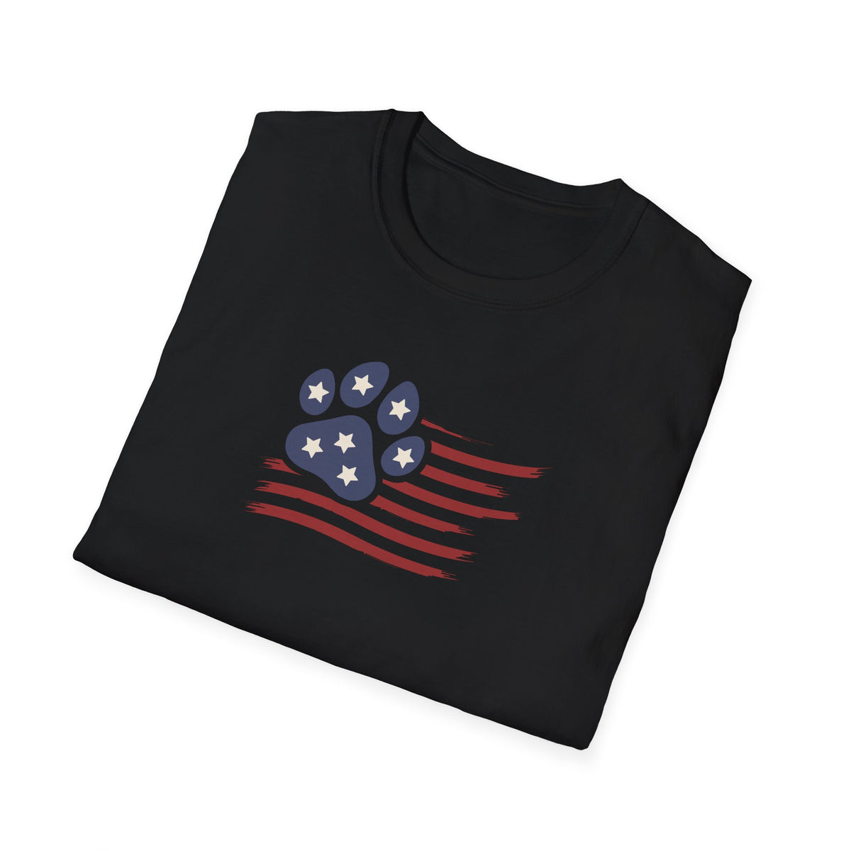 Paw Print Red White Blue Flag Softstyle T-Shirt - Mixed Colors -