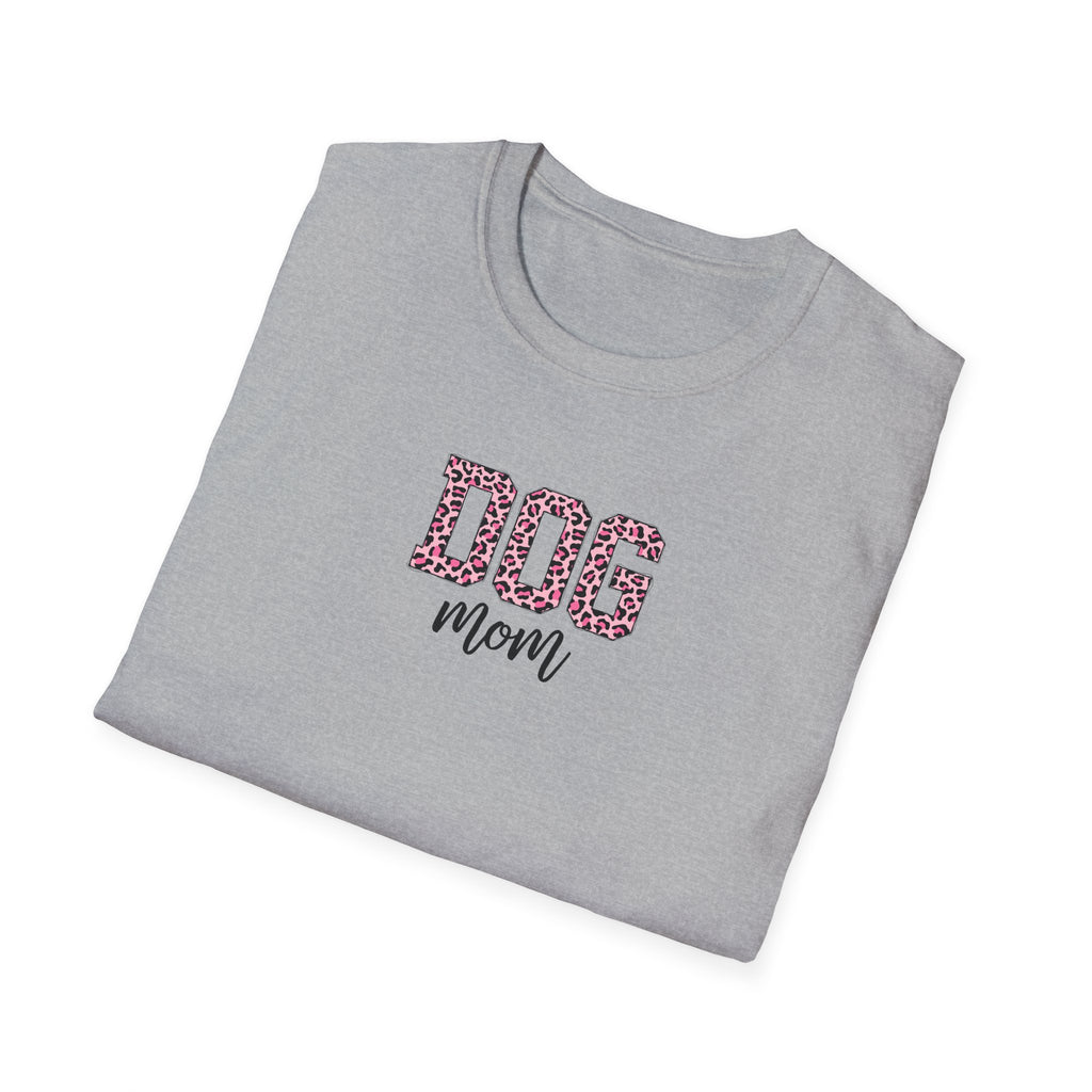 Pink Leopard Print Dog Mom Softstyle T-Shirt - Mixed Colors -