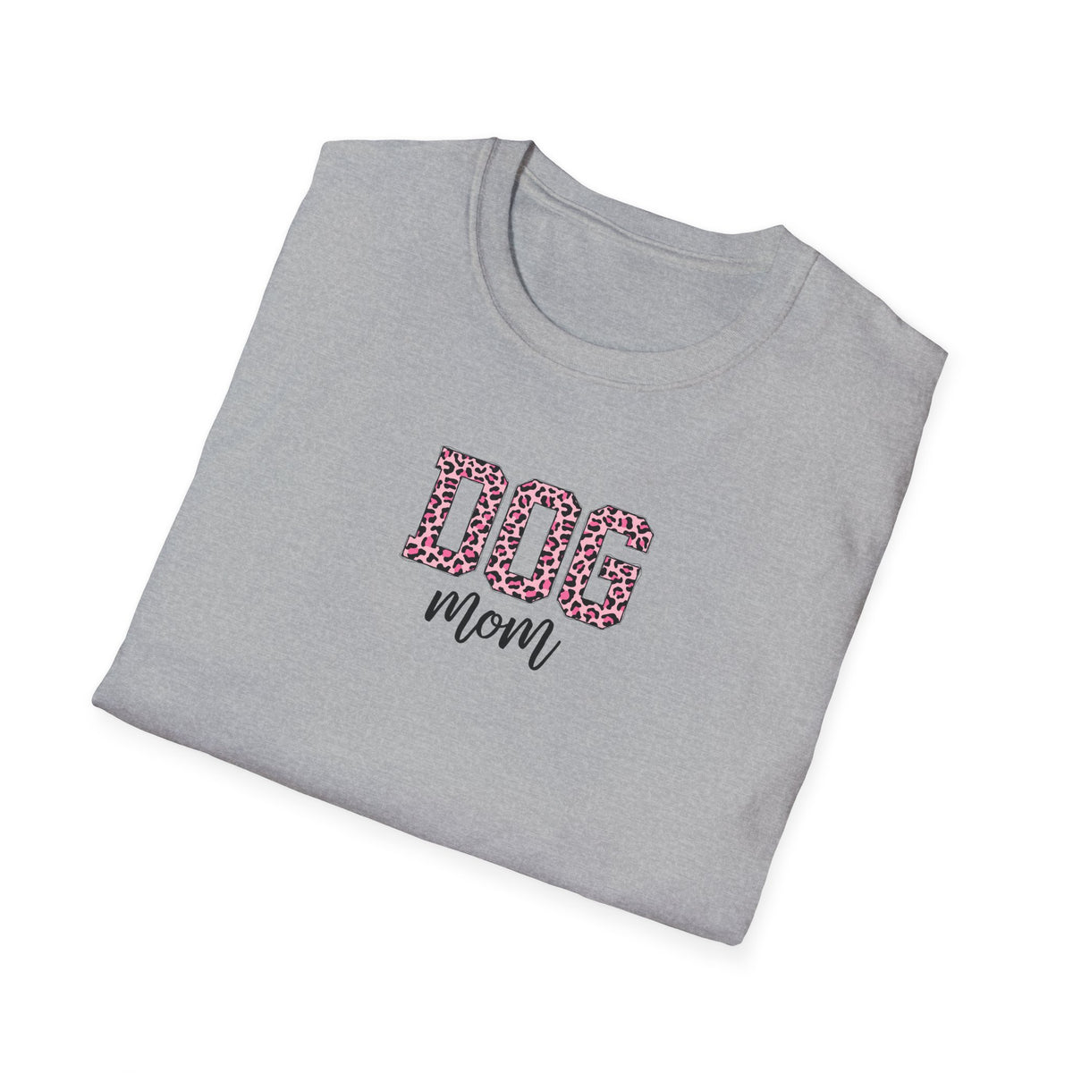 Pink Leopard Print Dog Mom Softstyle T-Shirt - Mixed Colors -