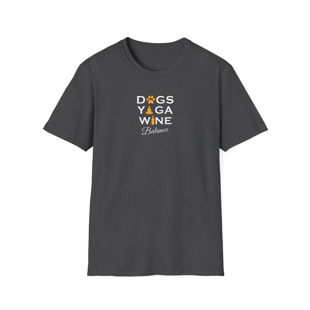 Dogs Yoga Wine Balance Softstyle T-Shirt - Mixed Colors -