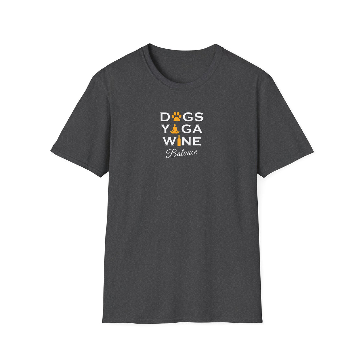 Dogs Yoga Wine Balance Softstyle T-Shirt - Mixed Colors -