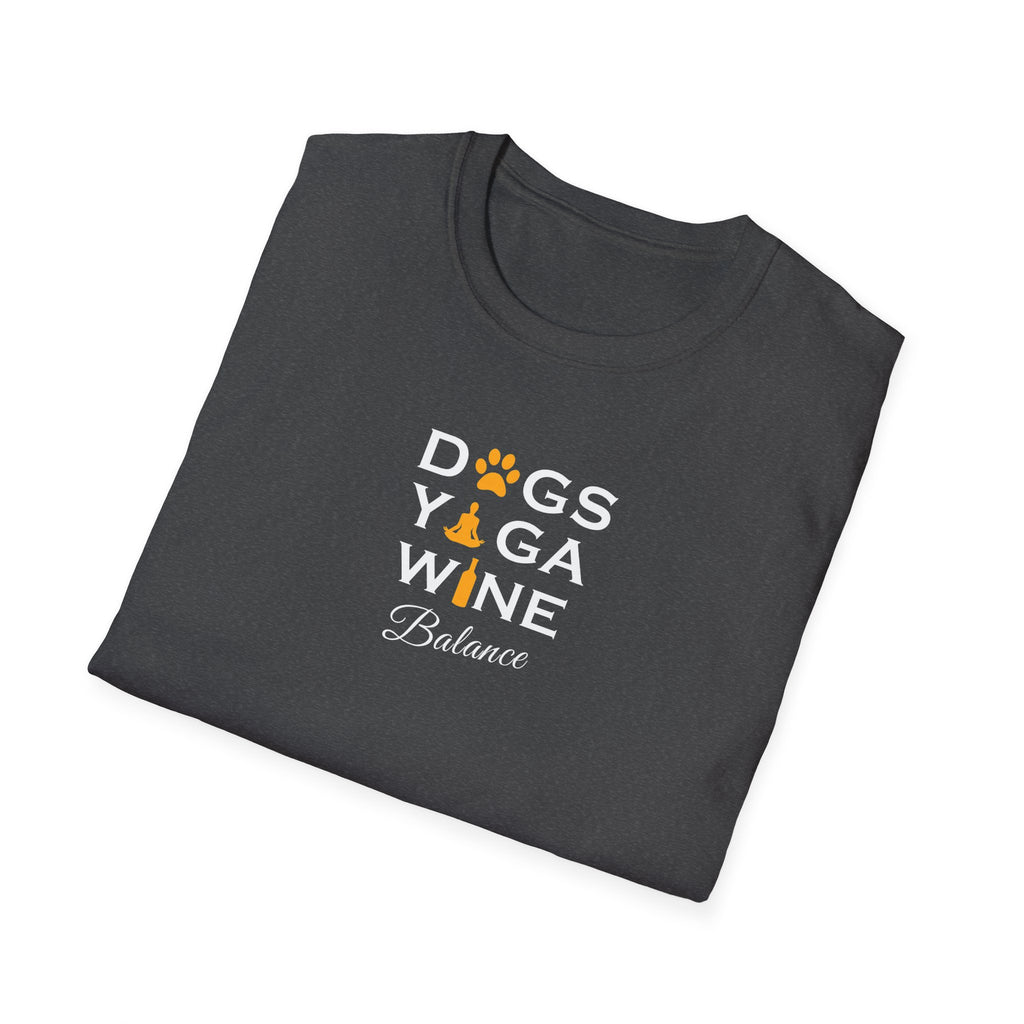 Dogs Yoga Wine Balance Softstyle T-Shirt - Mixed Colors -