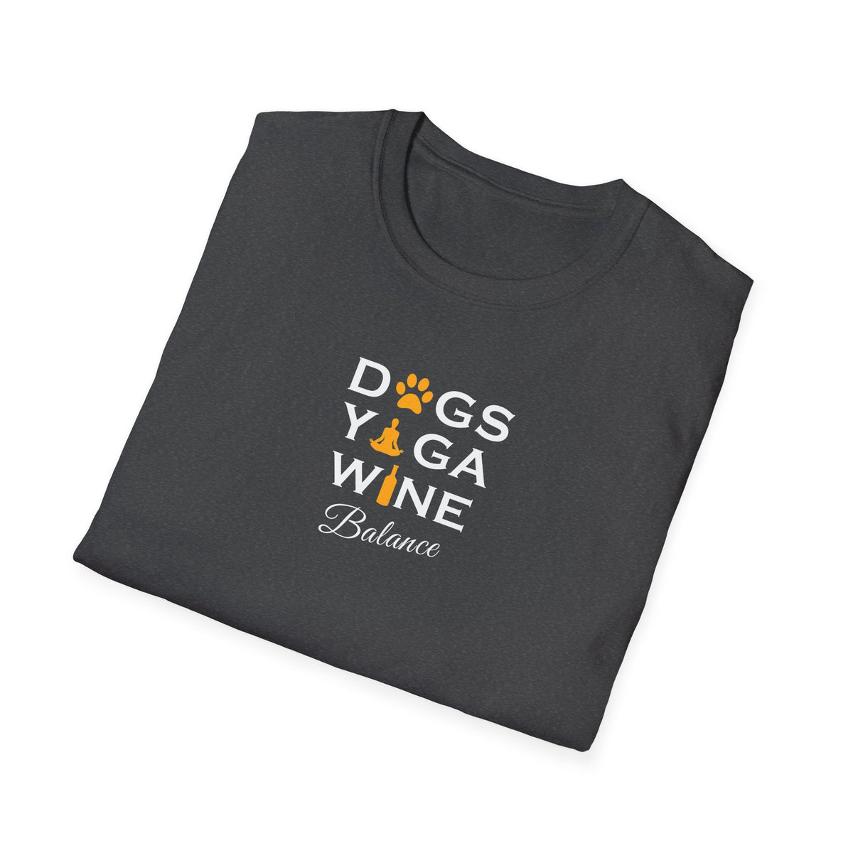 Dogs Yoga Wine Balance Softstyle T-Shirt - Mixed Colors -