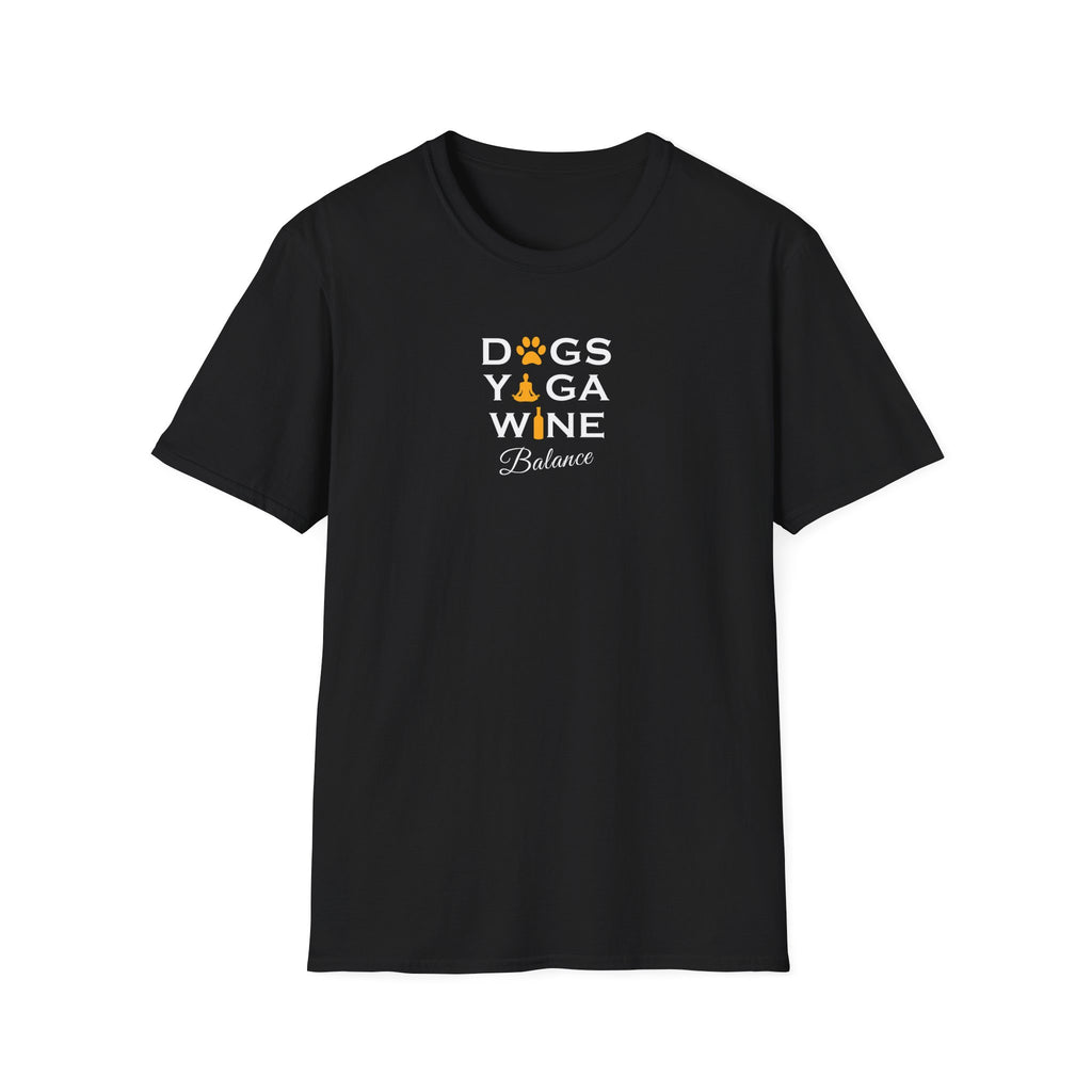 Dogs Yoga Wine Balance Softstyle T-Shirt - Mixed Colors -