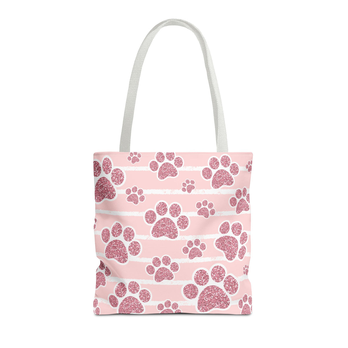 Pink Paw Print Tote Bag With White Handle 16"x16"