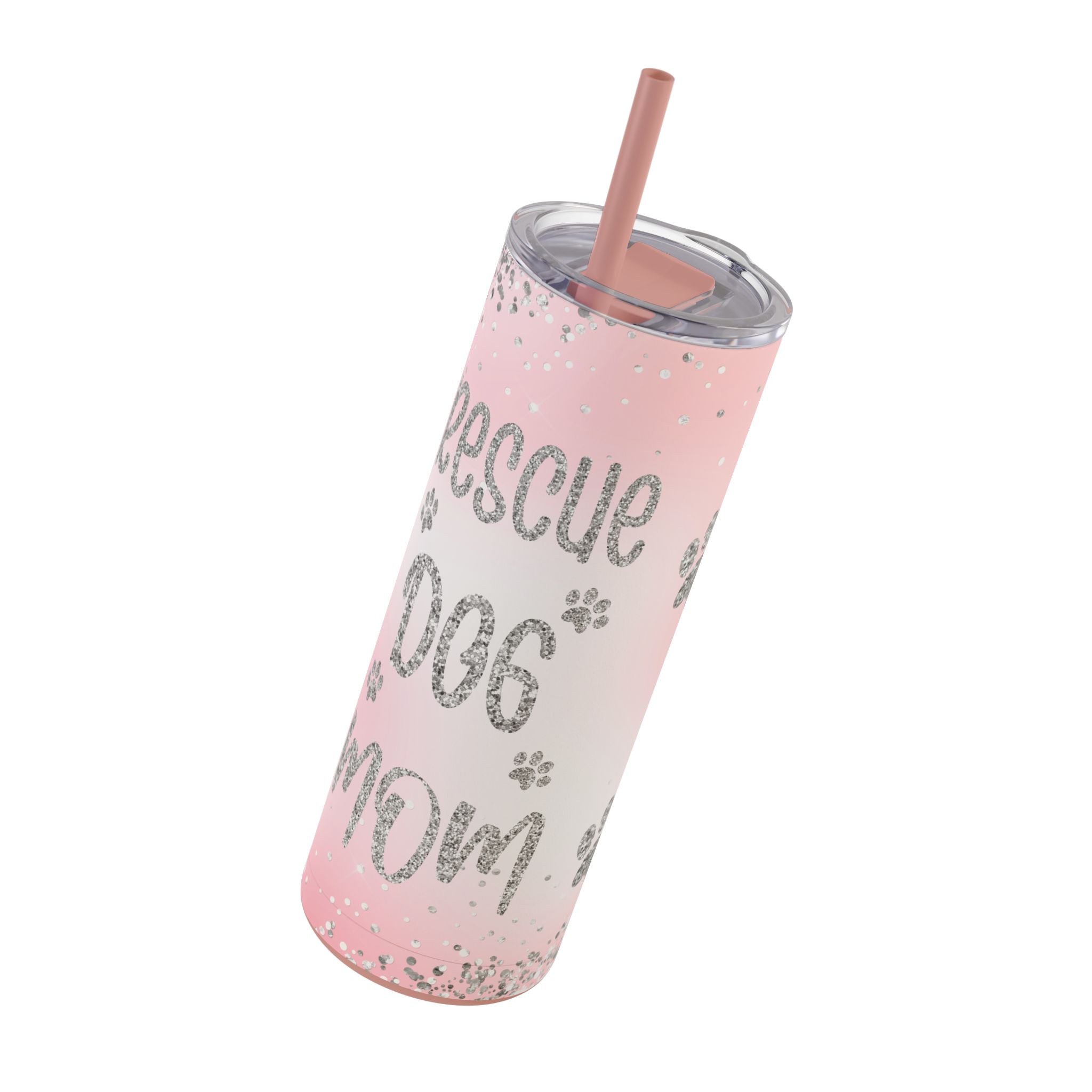 Pink Rescue Dog Mom Skinny Tumbler, 20oz