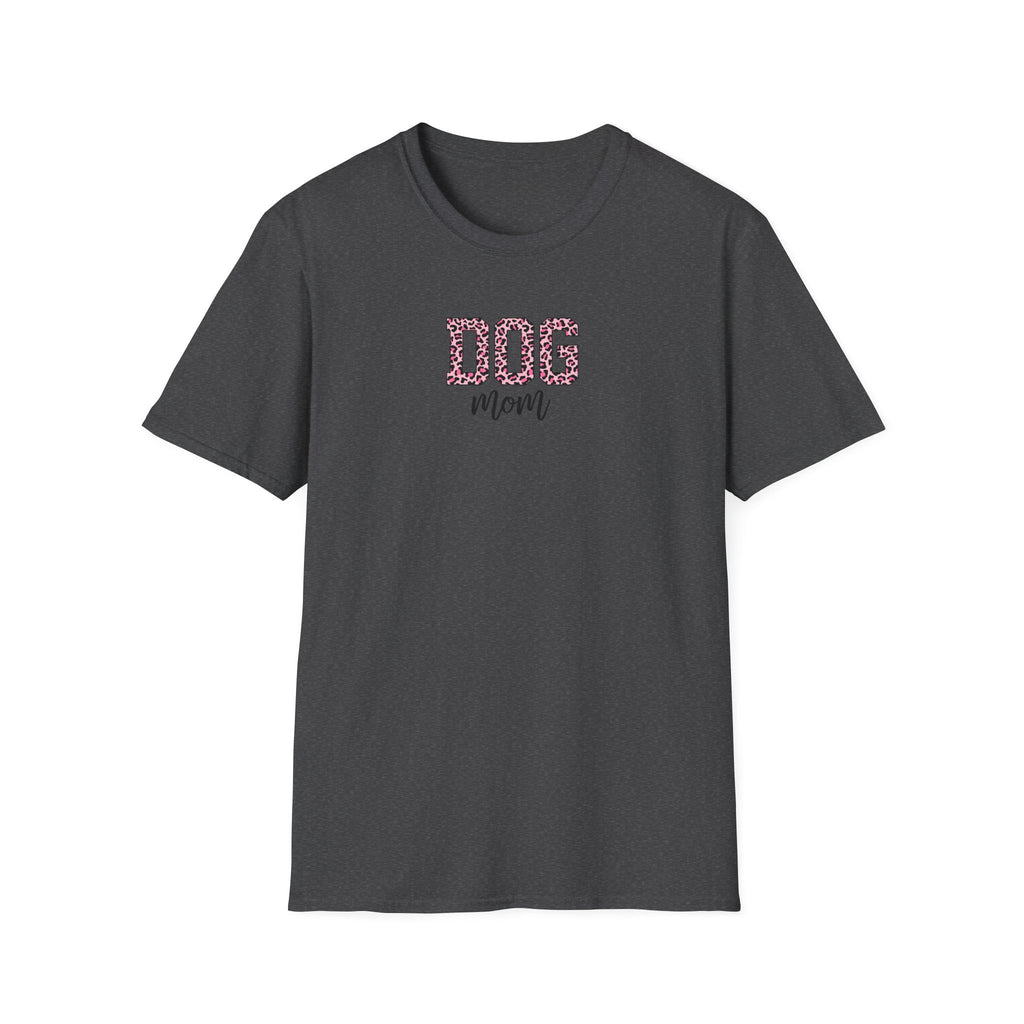 Pink Leopard Print Dog Mom Softstyle T-Shirt - Mixed Colors -
