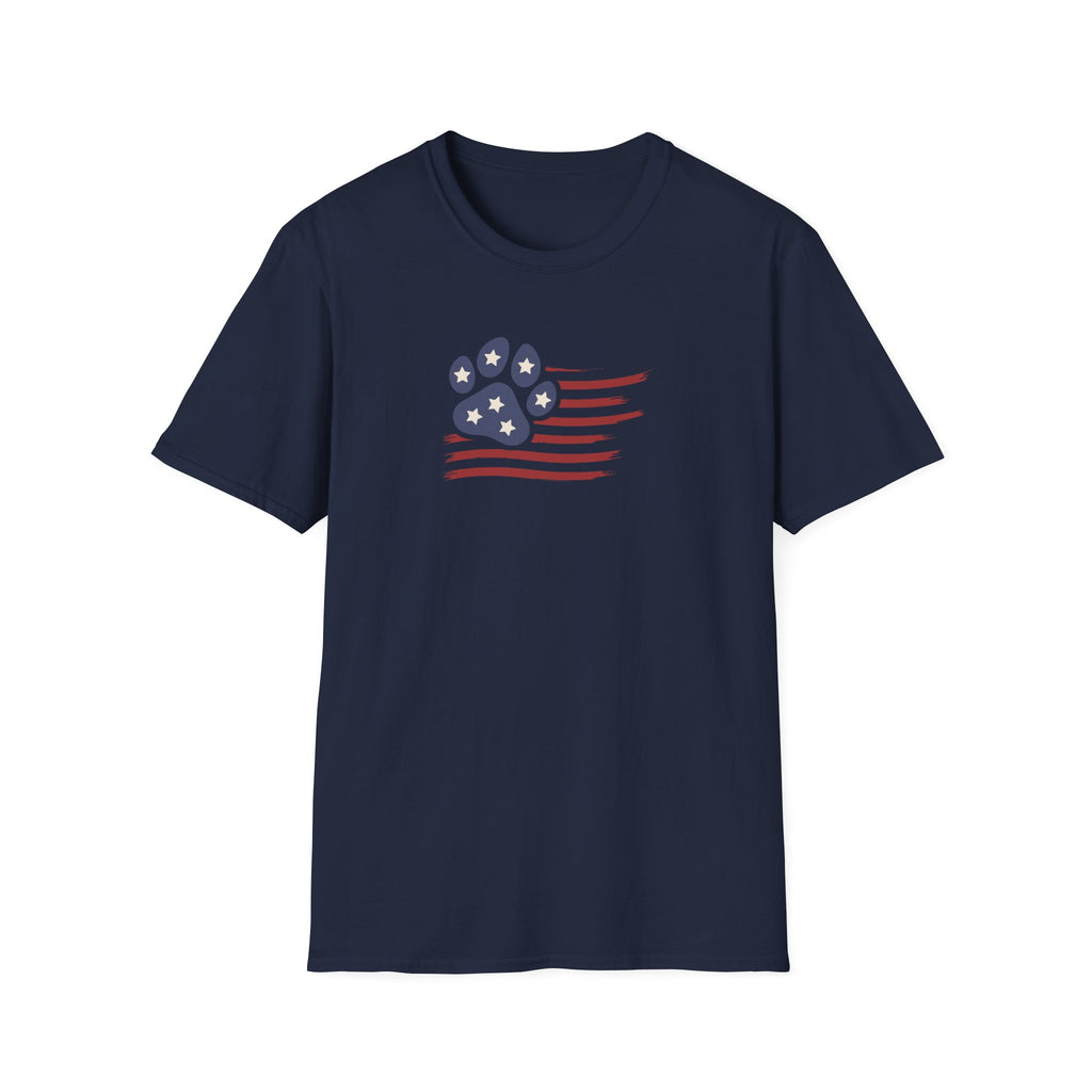 Paw Print Red White Blue Flag Softstyle T-Shirt - Mixed Colors -