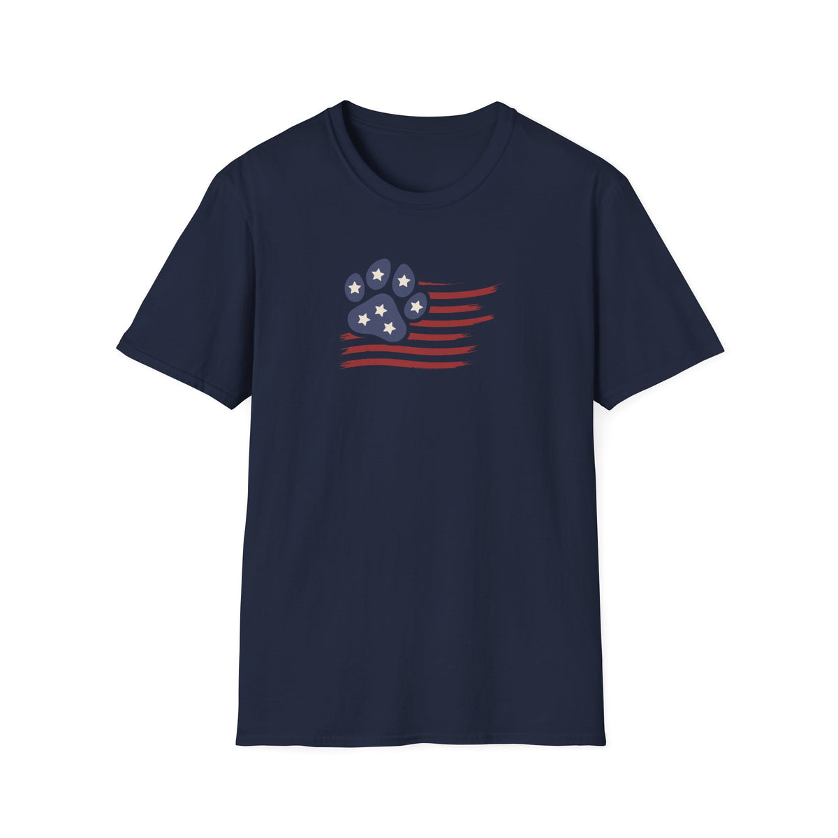 Paw Print Red White Blue Flag Softstyle T-Shirt - Mixed Colors -