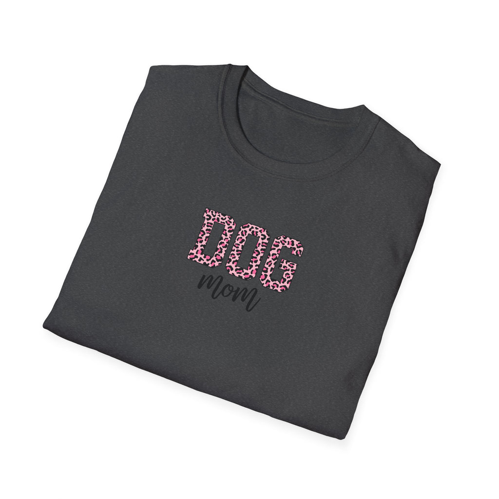 Pink Leopard Print Dog Mom Softstyle T-Shirt - Mixed Colors -