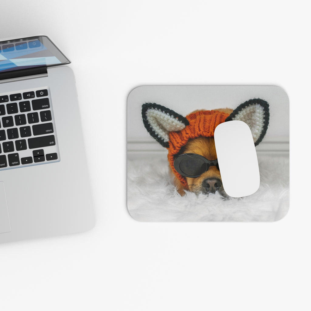 Dog With Bunny Ears & Sunglasses Mouse Pad (Rectangle)
