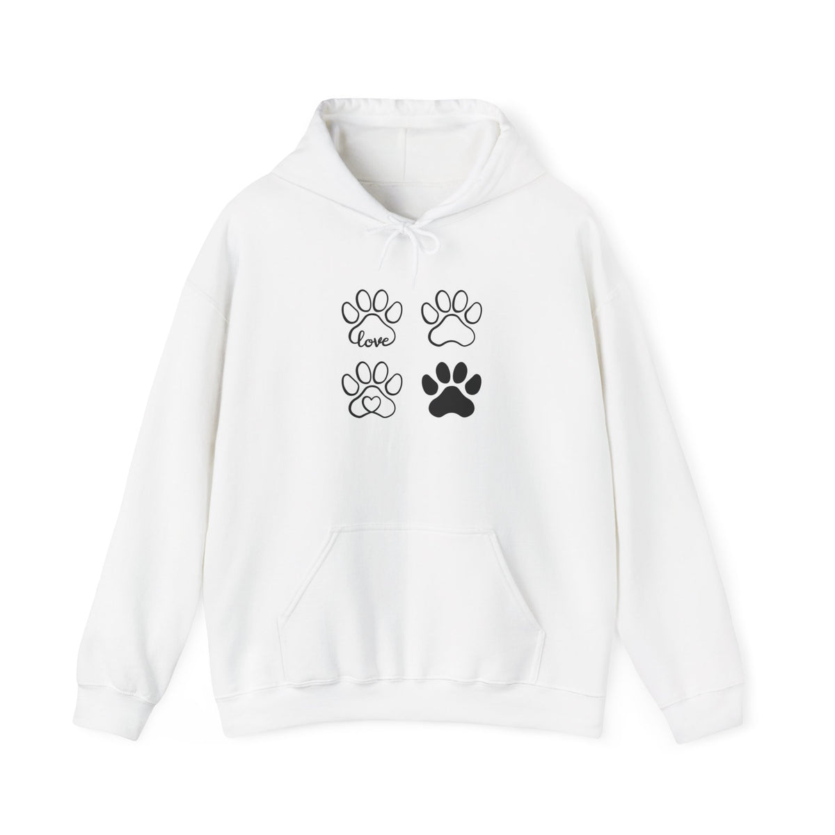 Love Dog Pawprints Heavy Blend™ Hooded Sweatshirt - White -