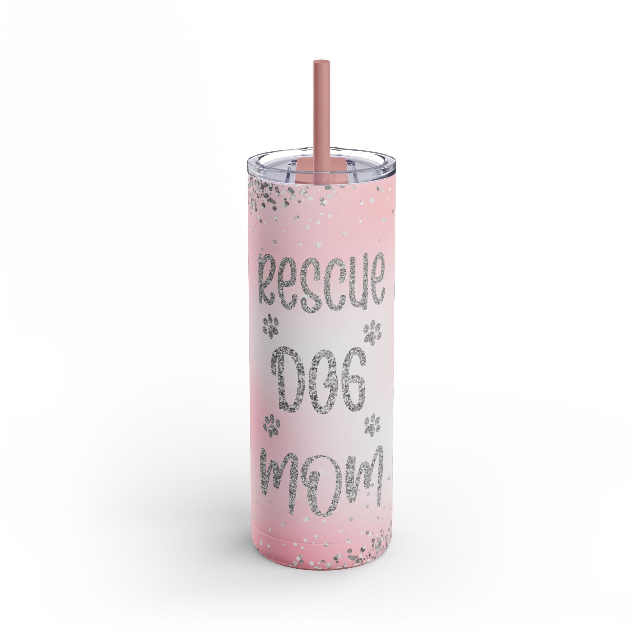 Pink Rescue Dog Mom Skinny Tumbler, 20oz