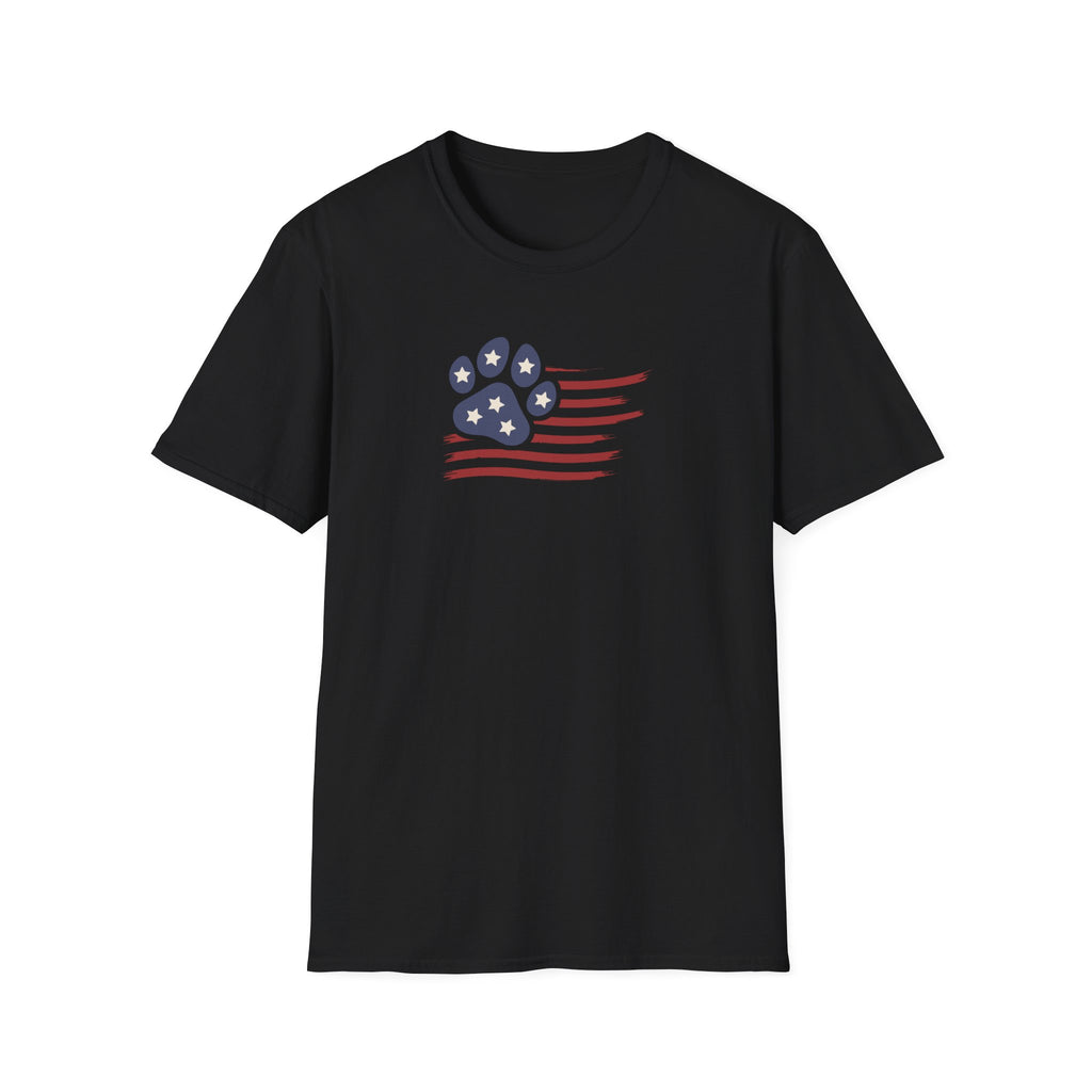 Paw Print Red White Blue Flag Softstyle T-Shirt - Mixed Colors -