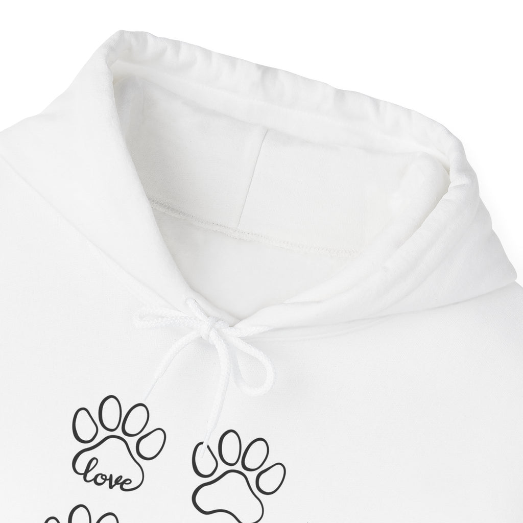 Love Dog Pawprints Heavy Blend™ Hooded Sweatshirt - White -