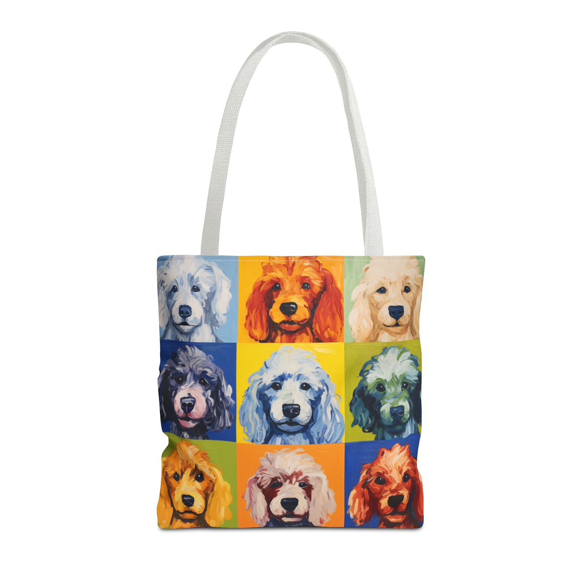 Poodle Tote Bag With White Handle 16"x16"