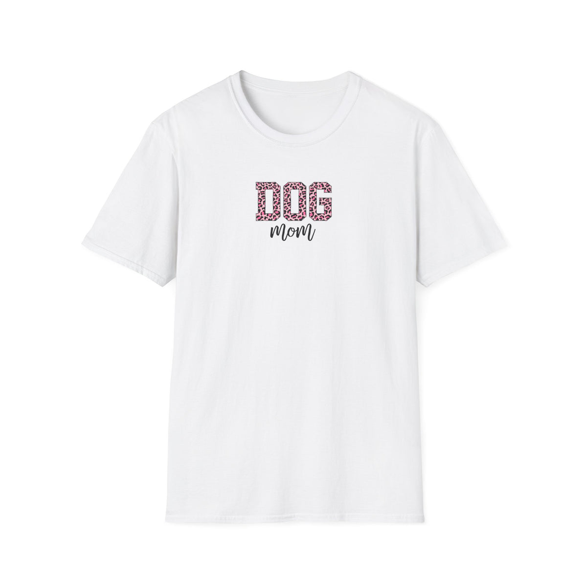 Pink Leopard Print Dog Mom Softstyle T-Shirt - Mixed Colors -