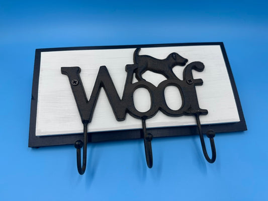 WOOF Wall-Mounted Leash Holder – Dog Silhouette & Hooks